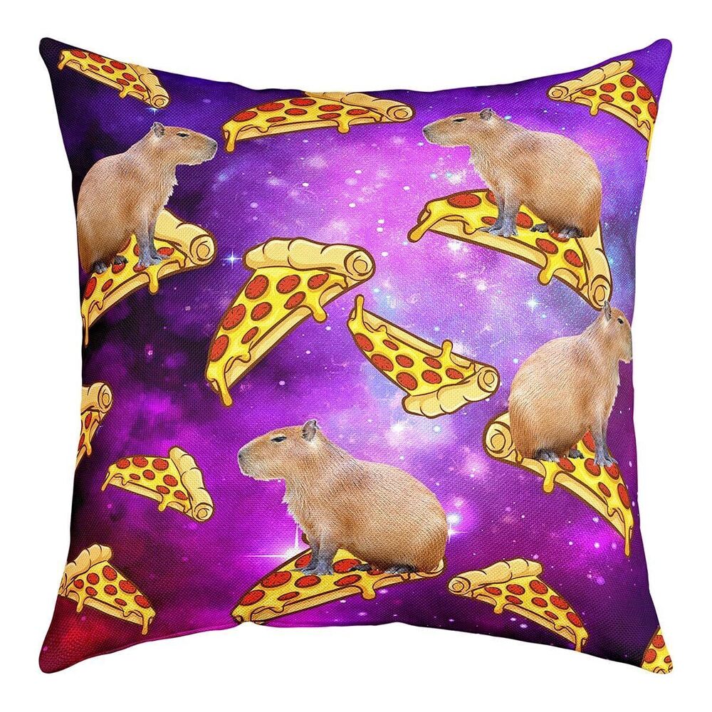 8429 Capybara Throw Pillow Cover 20"x20" 1 Pcs for Kids Pizza Kawaii